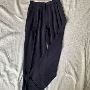 Jones New York women's blue trousers, silk, high waisted, size 10P